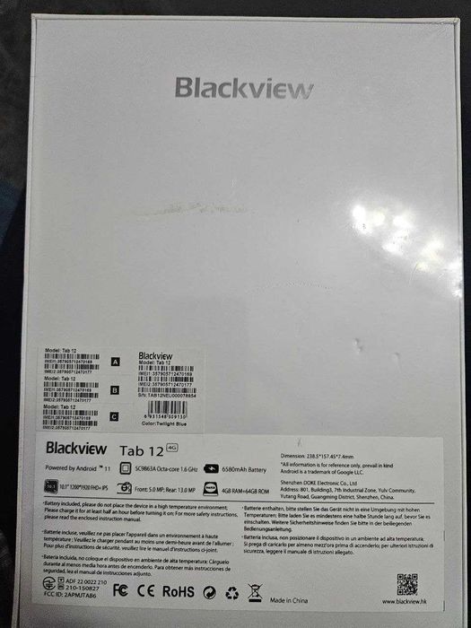 Янги Blackview Tab 12 (4/64GB) планшет. Упаковкада, очилмаган!