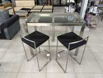 Masa de bar sticla cu 4 scaune incluse inox  - Set - Lumisource