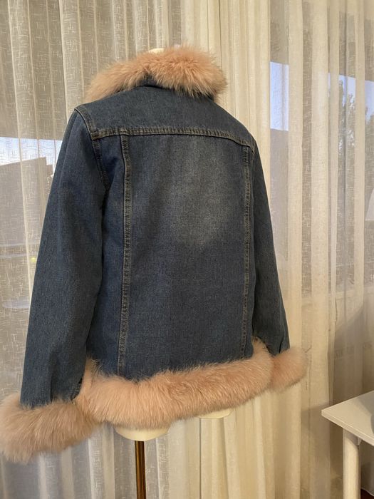 Haina denim cu blna naturala de vulpe