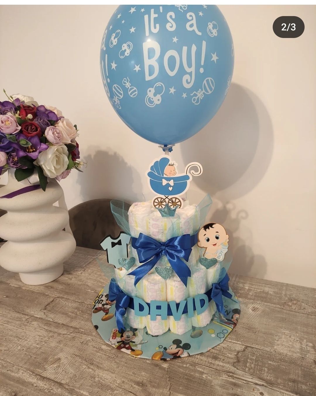 Aranjament de scutece/ tort de scutece/ baby shower/ plocon/ botez