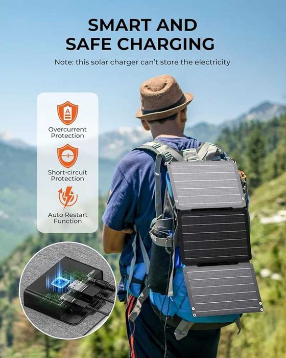 BigBlue 30W Solar Charger, ETFE Solar Panel  Fast Charging