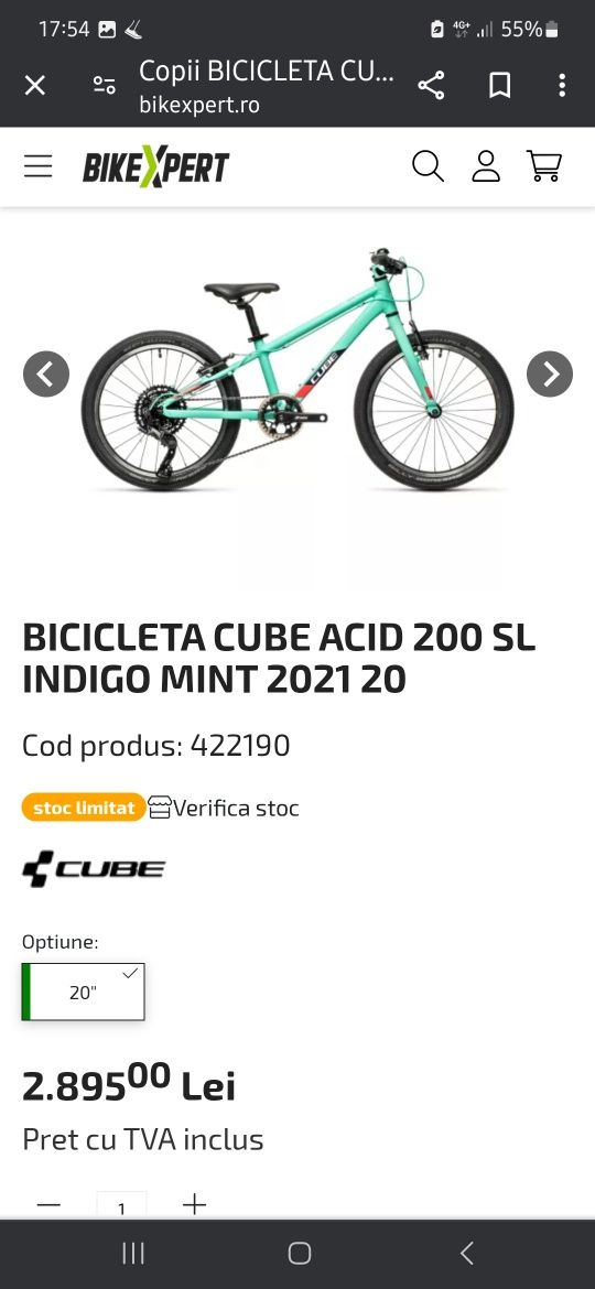 Bicicleta Cube Acid 200 SL INDIGO MINT