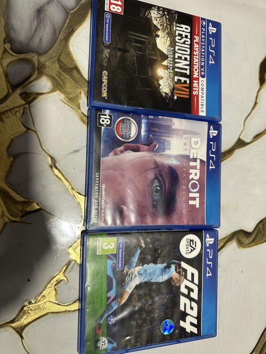 диски для ps4-5:fc24,resident evil 7, detroit