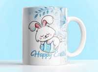 Cana personalizata, Happy Easter, Ceramica, Alb, 350 ml