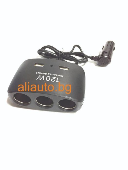 Разклонител на Запалка с 3 Гнезда и 2 USB - А- 2113