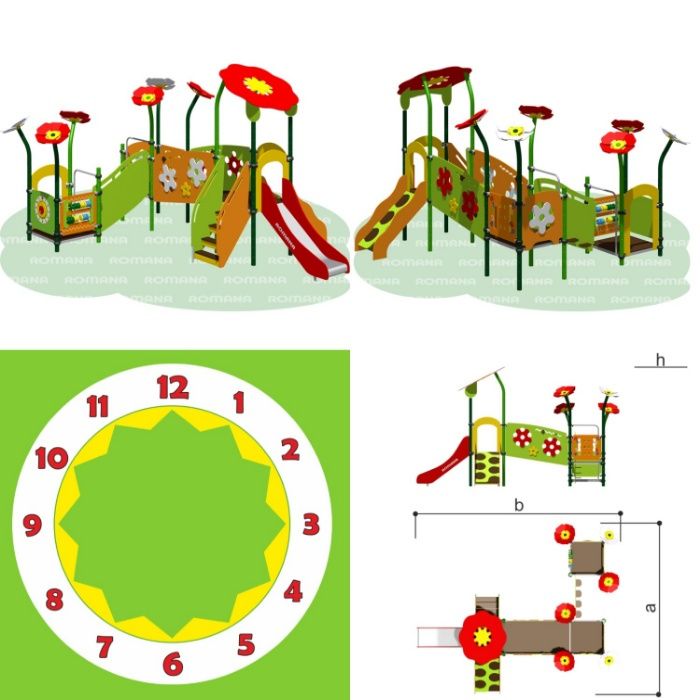 Детские игровые площадки для детских садов ROMANA Качели Горки Качалки