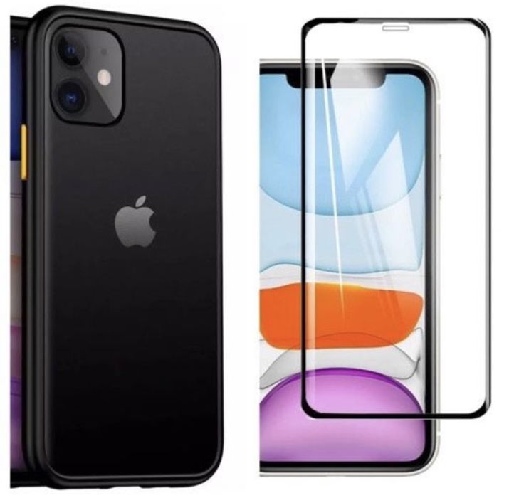 Husa Hybrid Case si Folie Sticla 21D Iphone 11/12/13/14/15/16 PRO MAX