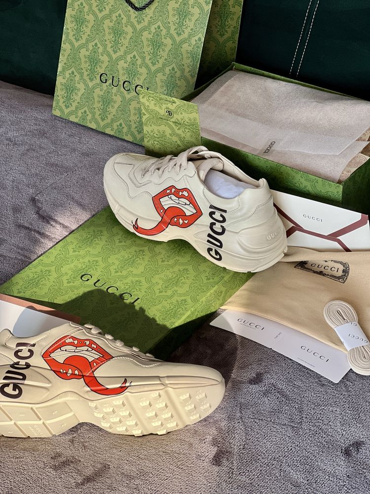 Gucci Rhyton Leather Trainers