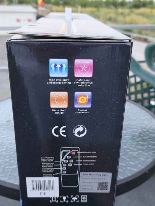 Cameră de supraveghere cu lampa solară 450W cu camere 4G, audio, alar
