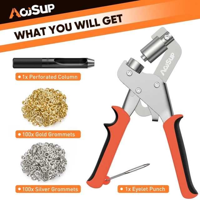 clește profesional pentru capse prelata Ø 10 mm ,200 de capse din inox