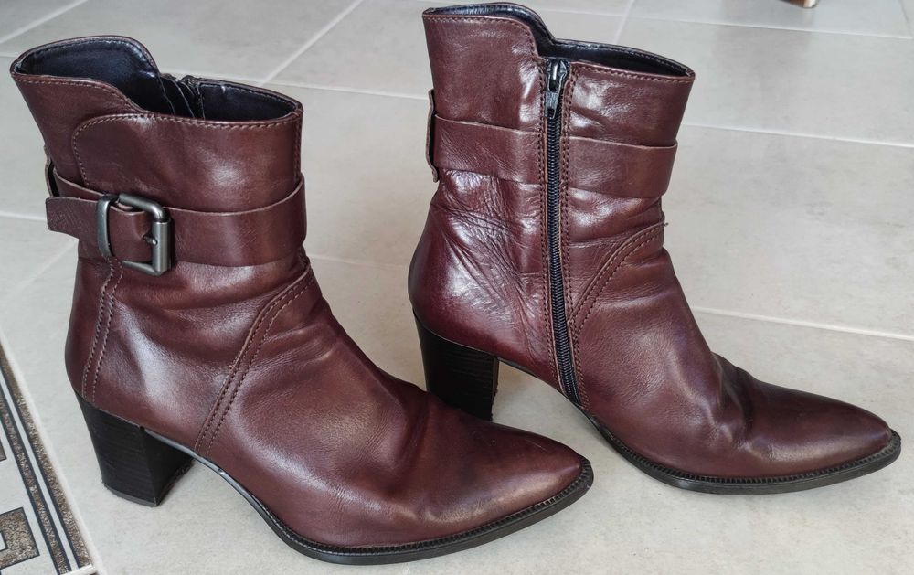 Дамски Боти/Ботуши с висок ток - бордо, размер 38