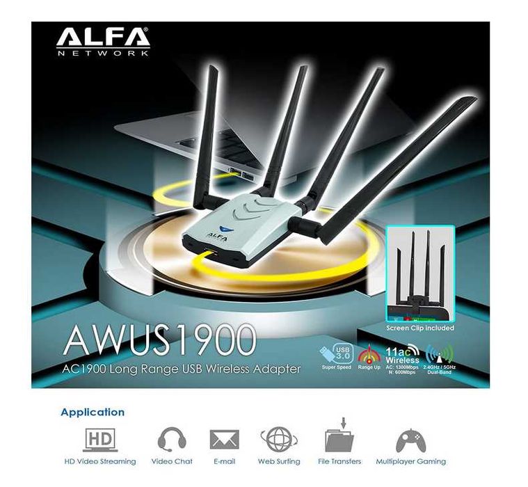 Adaptor WIFI Alfa Network AWUS1900 802.11ac Ultra Speed USB