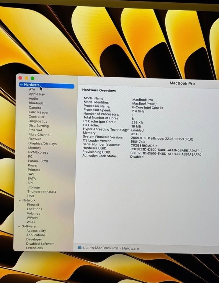 MacBook Pro 16” (2019) – i9, 32GB RAM, 512GB SSD, Radeon 5500M 4GB