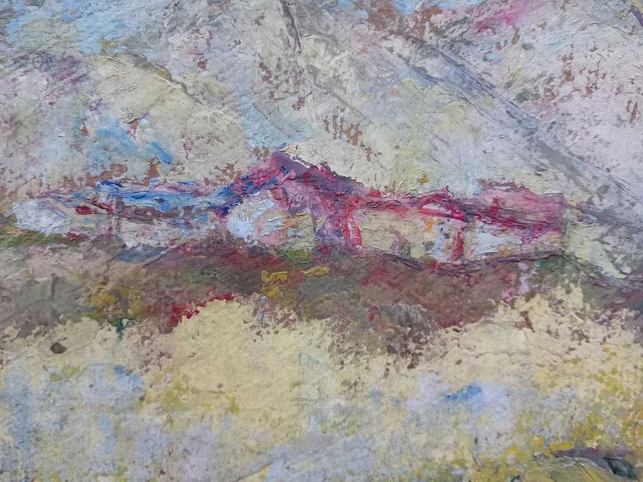 Tablou vechi - cabana in munti semnat AC ( Ciucurencu)