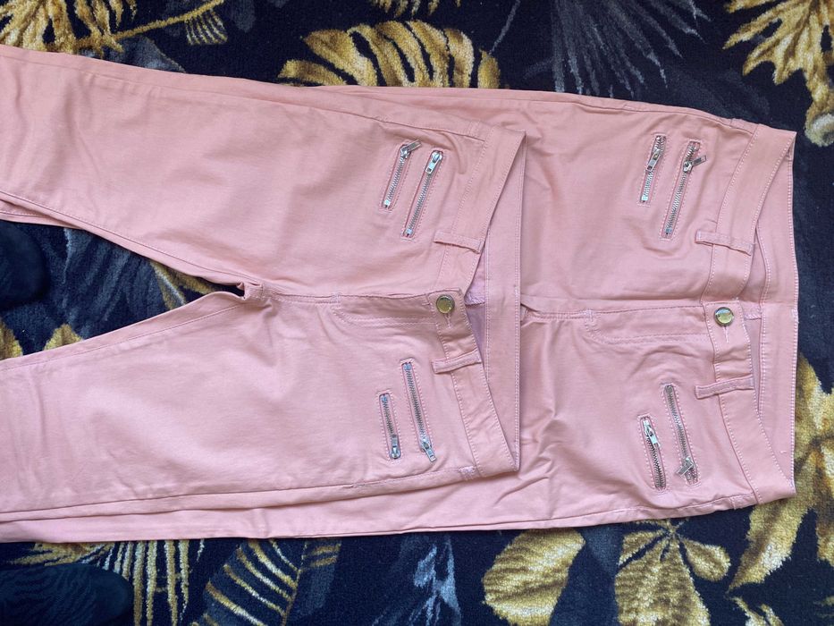 2 Pantaloni 'Only', aspect piele, roz pal, nou, marime S/36 si XS/34