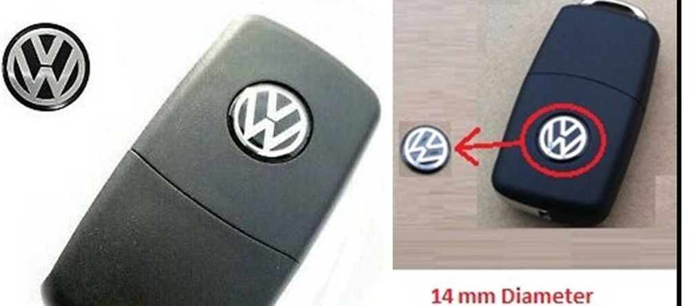 Emblema adeziva cheie V-W 14mm.fond negru! Noi
