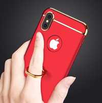 Husa Apple iPhone X, Elegance Luxury 3in1 Ring Rosu