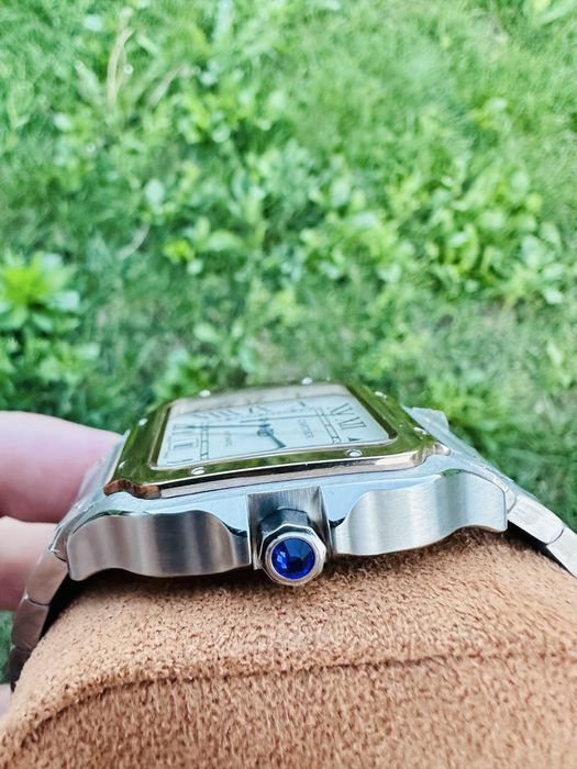 Ceas automatic Cartier Santos de Cartie Silver cu bezel gold