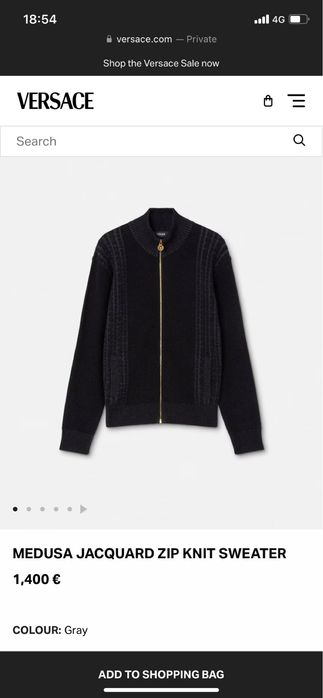 Bluza/hanorac original Versace, Medusa Jacquard Zip Knit sweather