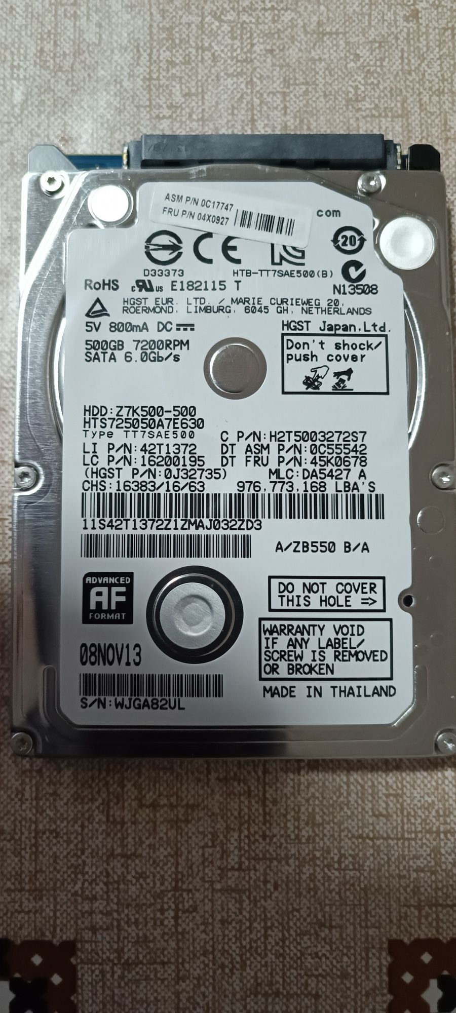 Hdd laptop 500 GB cu viața 100%