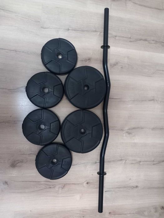 Комлект (Крив лост + тежести +гриф за дъмбел)