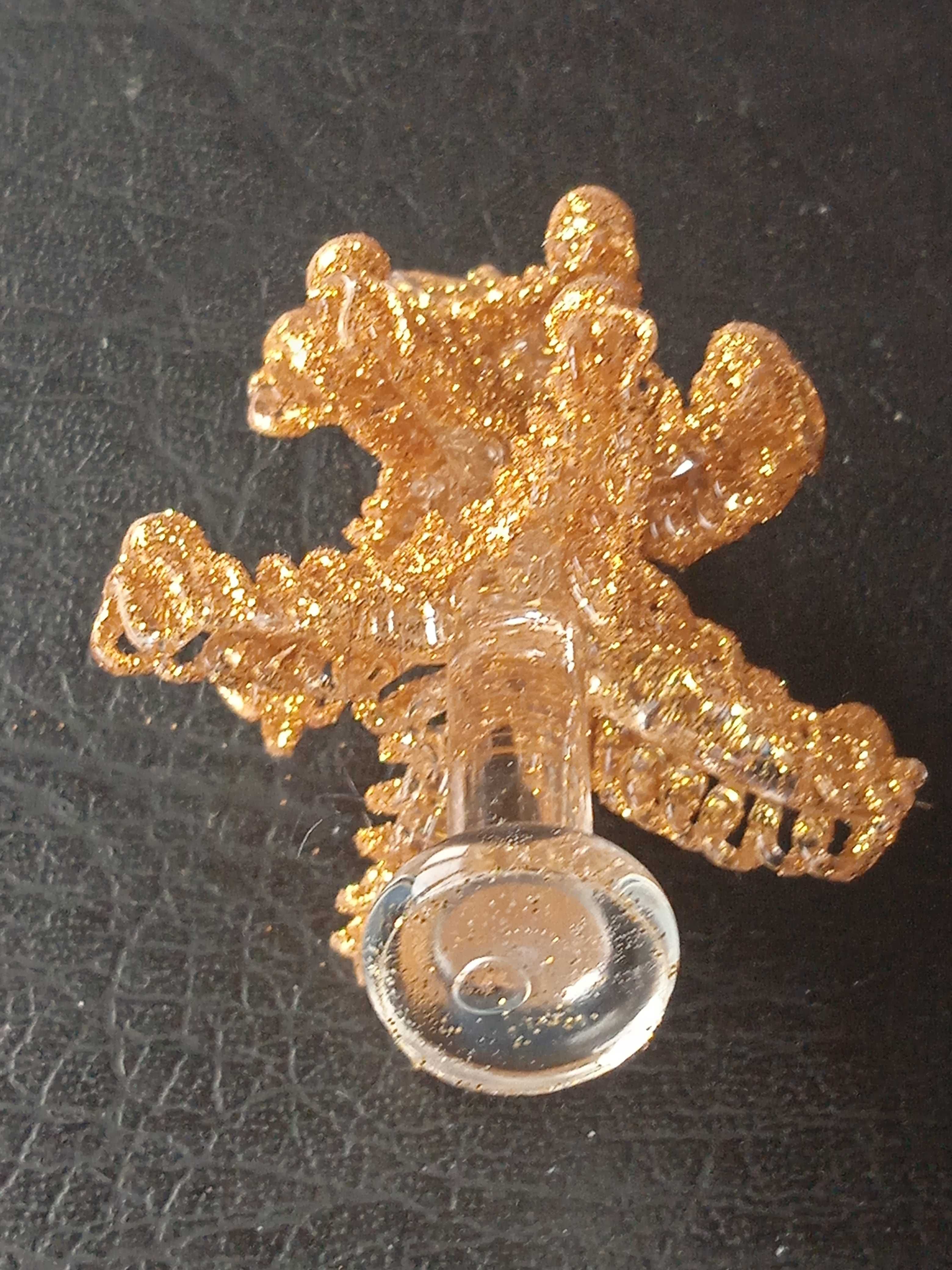 Стъклена мини Коледна Елха с празничен златен брокат