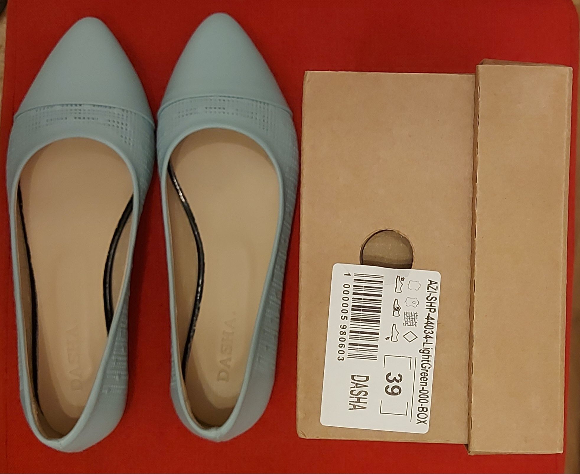 Pantofi dama din piele noi Dasha culoare bleu, nr.39