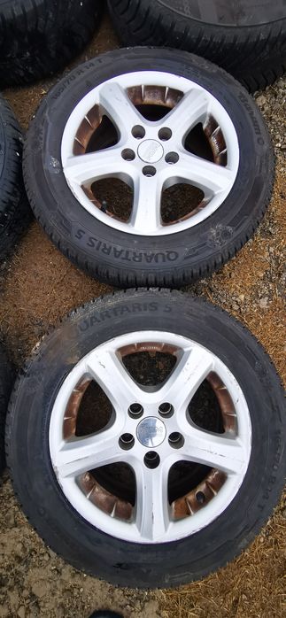 Set 4 jante aliaj 5x100 r14 6j et38 anvelope allseason 165 70 r14 m+s