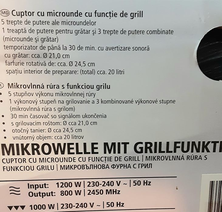 Cuptor cu microunde cu functie grill SWITCHON NOU - 295 Lei