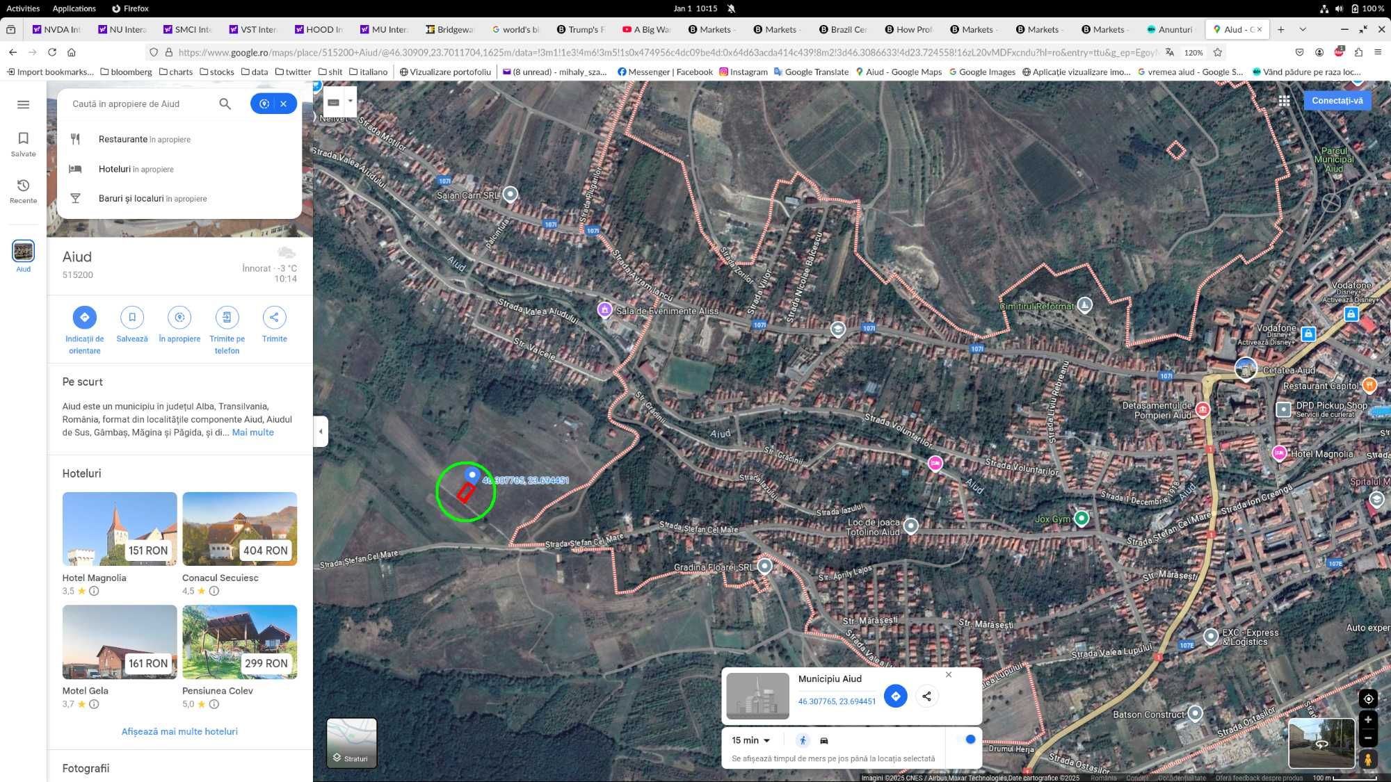 Teren panoramic intravilan construibil 996mp Aiud str.Stefan cel Mare
