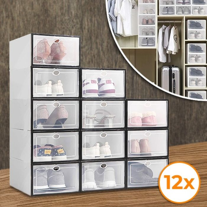 12 x  кутии за съхранение SHOEZY – повече ред, повече място, нулев хао