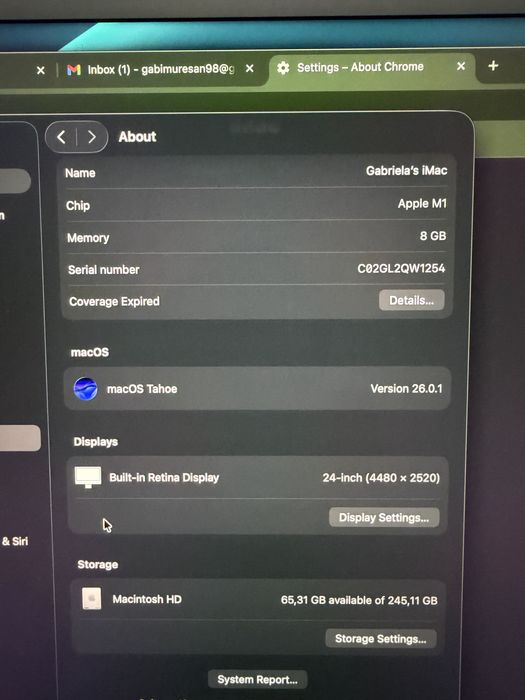 PC iMac 2021, M1, 24". Retina 4.5k, 8 GB,  256 SSD, Verde