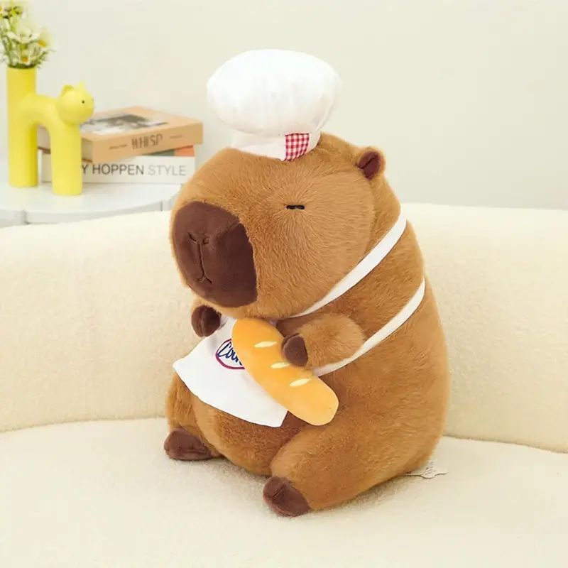 Плюшена играчка Капибара готвач 30см, Capybara с престилка и шапка