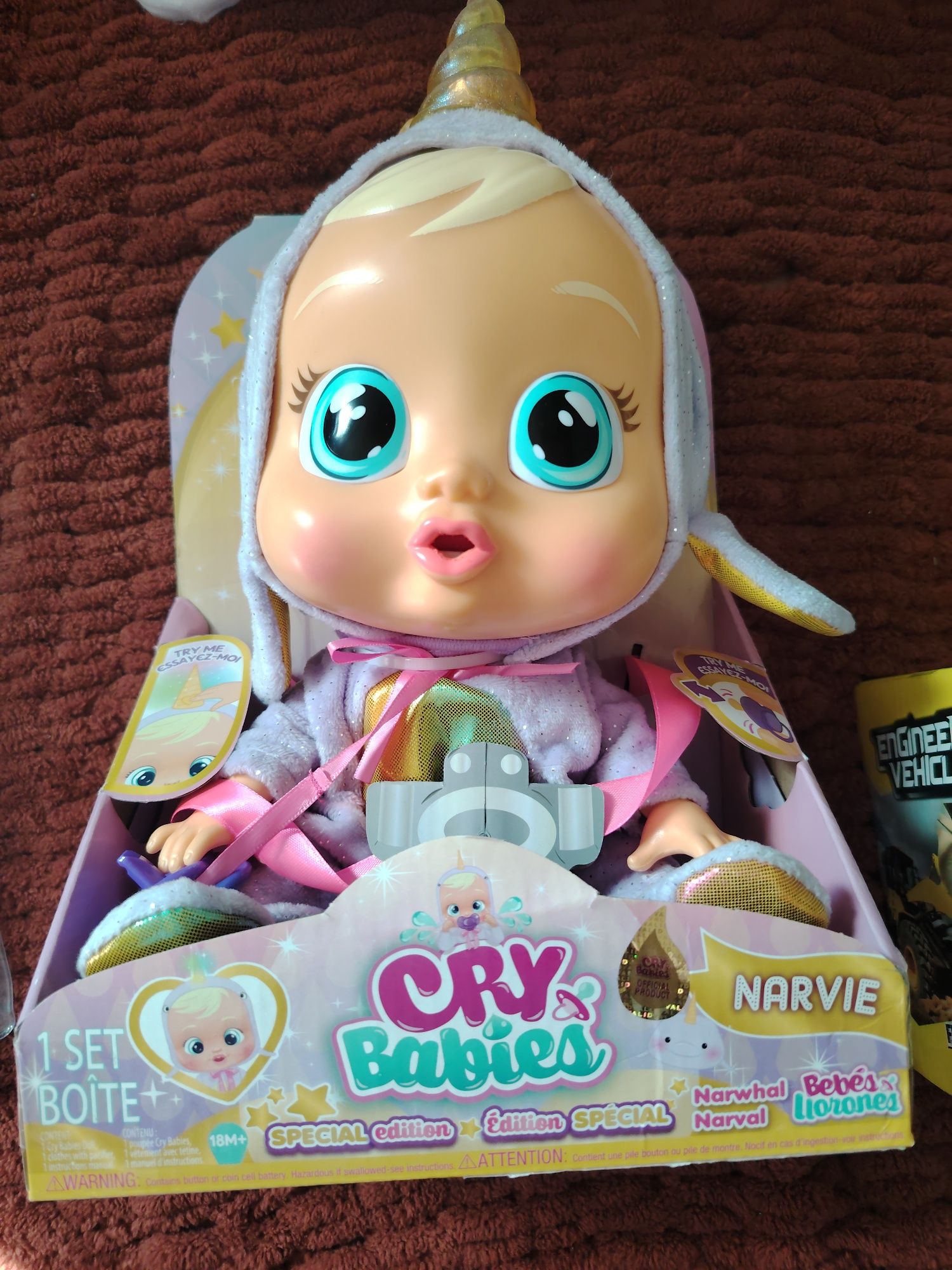 Плачещо бебе Нарвал Cry Babies Narvie със светещ рог IMC Toys Ново