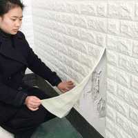 Tapet 3D Alb design perete modern din caramida in relief, Autoadeziv