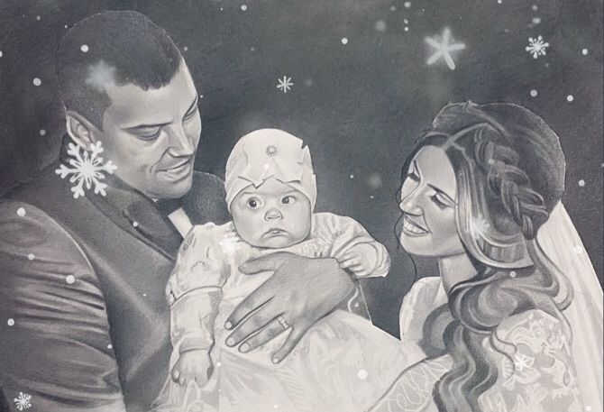 Portrete în creion personalizate Cadou Crăciun Secret Santa