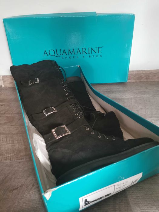 Дамски ботуши естествен велур Aquamarine shoes