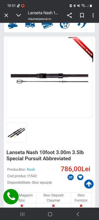 Set 3 lansete crap nash pursuit 3m 3,5lb,