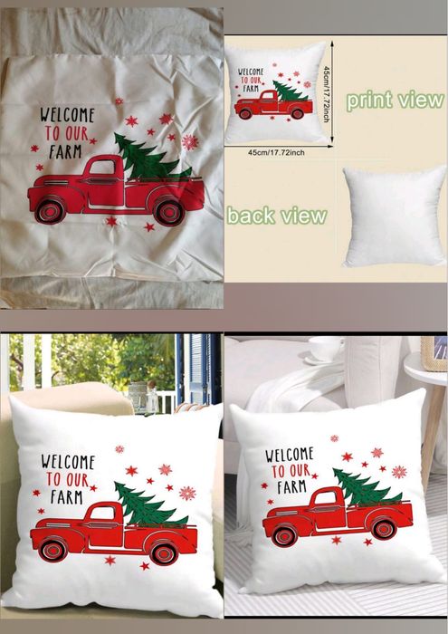 Faţă de pernă de Crăciun, 45x45 cm, nouă, sigilată.