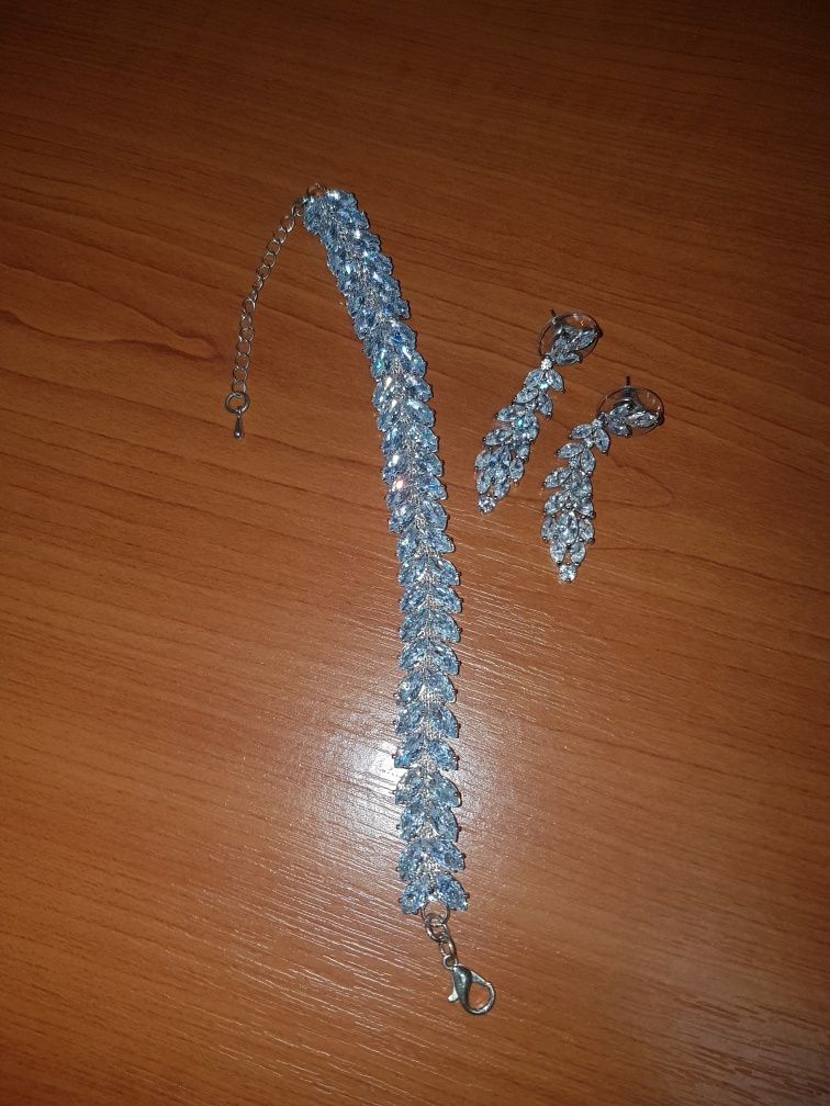 Brățară si cercei pietre zirconiu