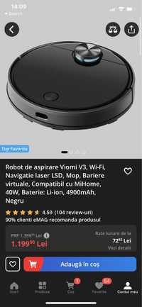 Robot de aspirare Viomi V3, Wi-Fi, cu functie de Mop,
