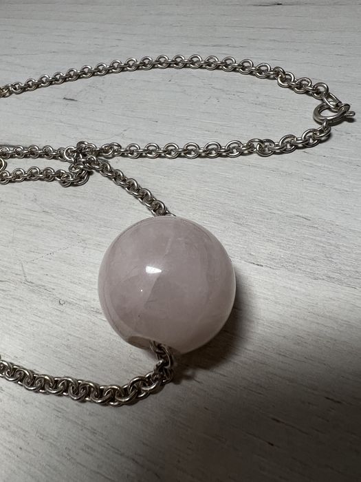 Colier din argint si cuart roz