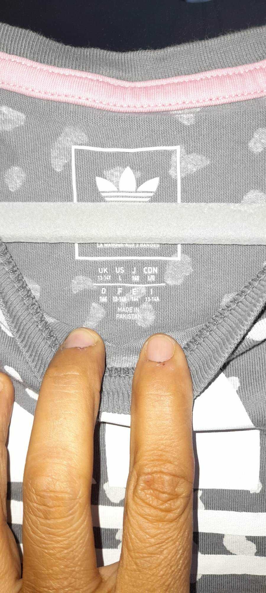 Памучна детска рокля Adidas за ръст 164