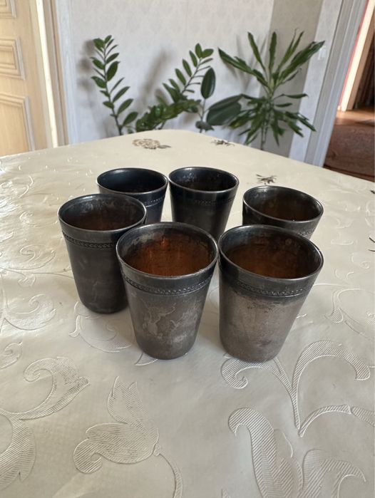 Мельхиоровые рюмки, 6 шт