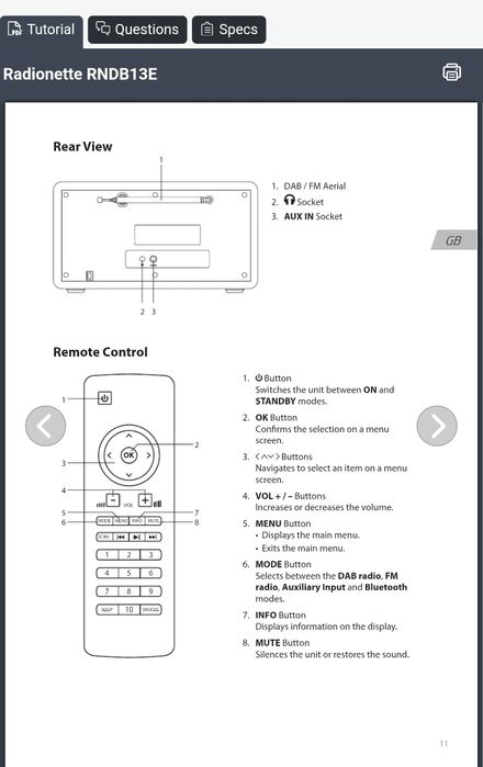Radio Radionette RNDB13E – DAB+/FM/Bluetooth