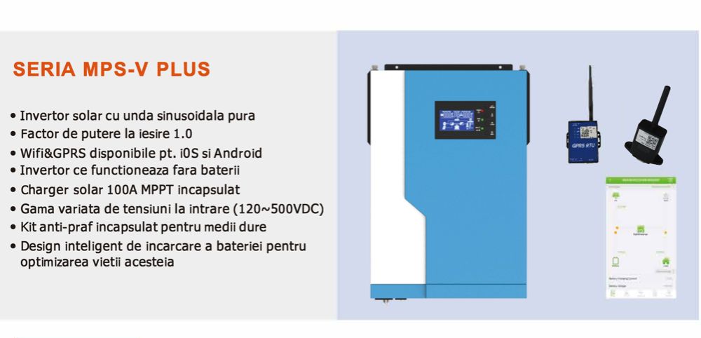 Invertor solar Hibrid 24V 3.5Kw-7Kw Offgrid Sinus Regulator MPPT 100A