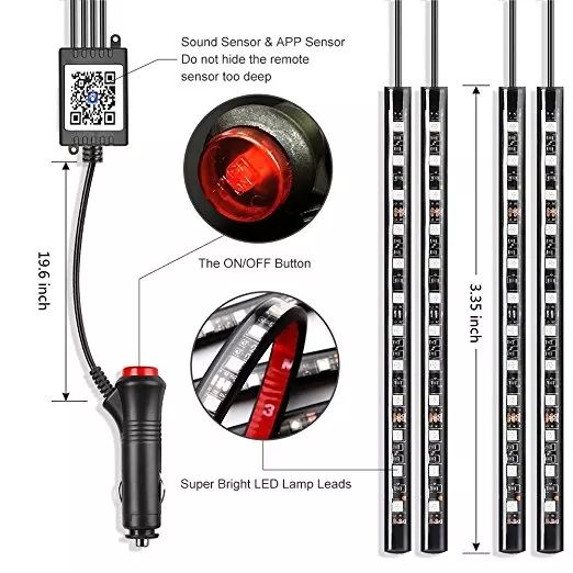 Kit 4 benzi lumina ambientala RGB