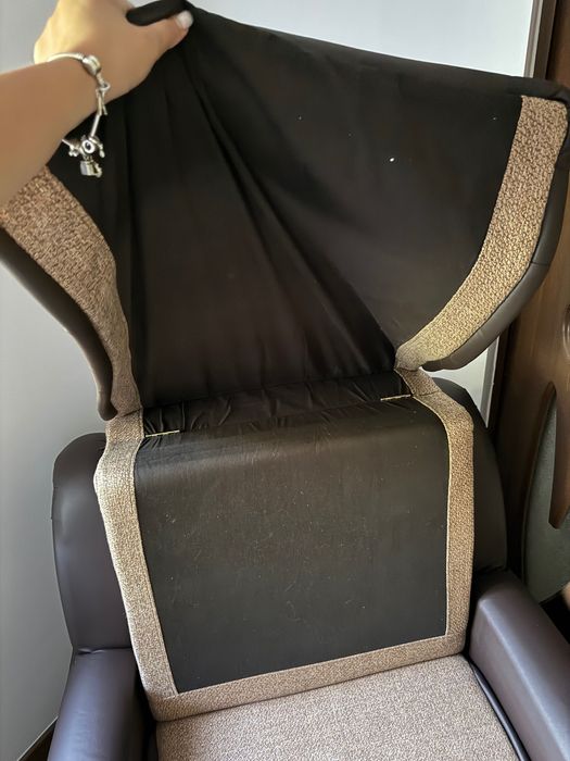 Fotoliu extensibil Bucur, stofa + imitatie piele, maro