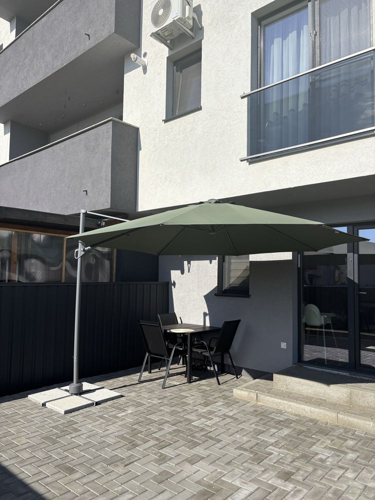 Vand umbrela gradina/terasa, reglabila, verde, 350 cm, 360 grade