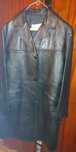 Haina lunga din piele pentru barbati, culoare neagra, marime L-XL